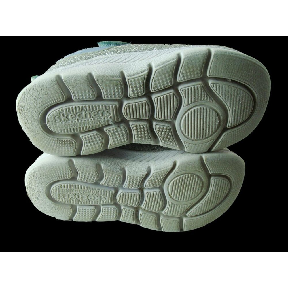 Skechers Girls Glitter Sneakers Size 7.5 Silver & Blue Hook & Loop Closure - Picture 4 of 7